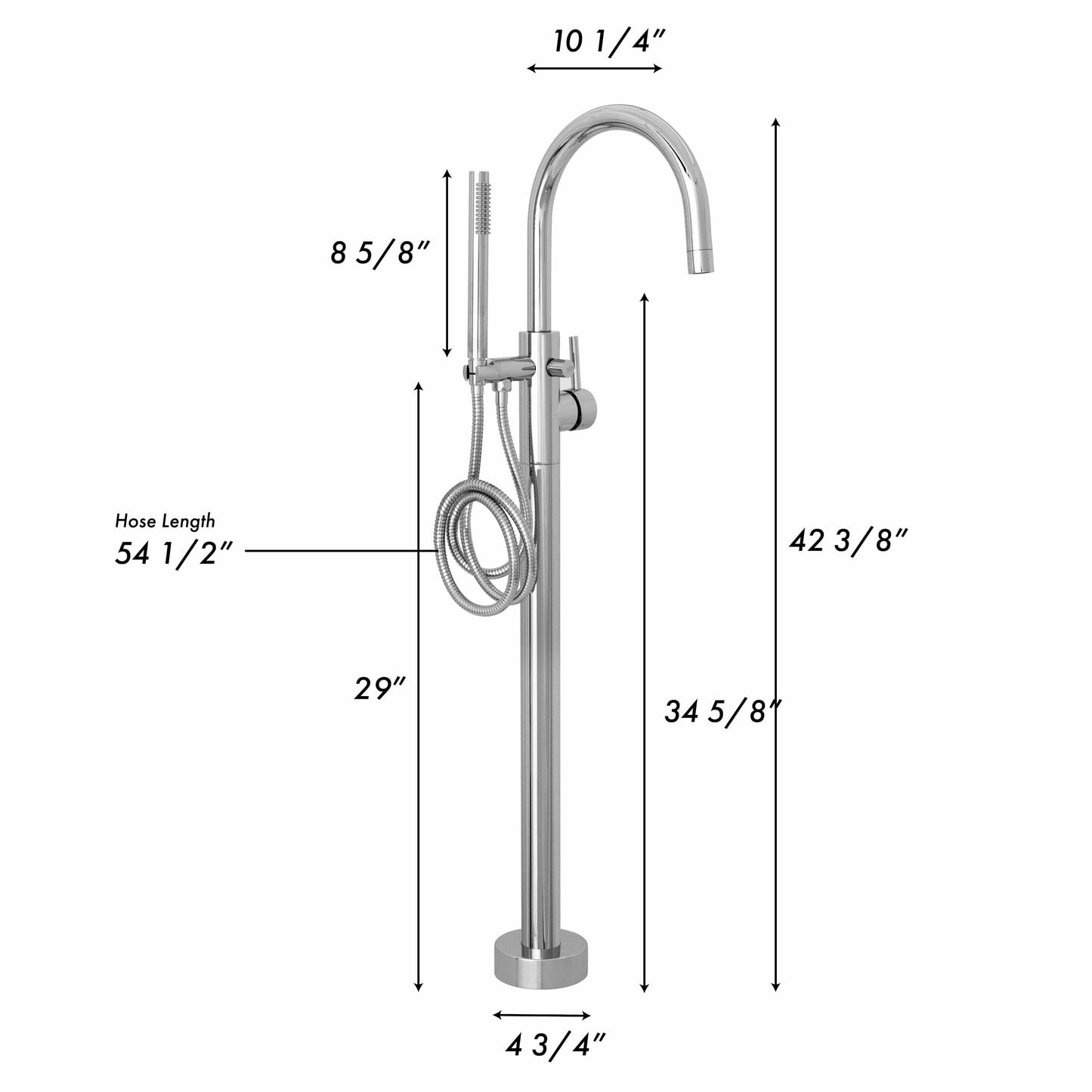 ZLINE Emerald Bay Bath Tub Filler dimensions and specifications for luxury spa experience.