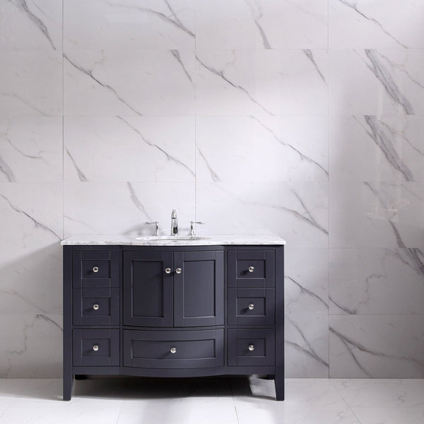 Eviva Stanton 48 Dark Gray Transitional Bathroom Vanity with White Carrara Top