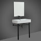 EVIVA Eliza 32" Italian Ceramic Console Sink with Brass Stand and Matte Black Legs and Towel Rail