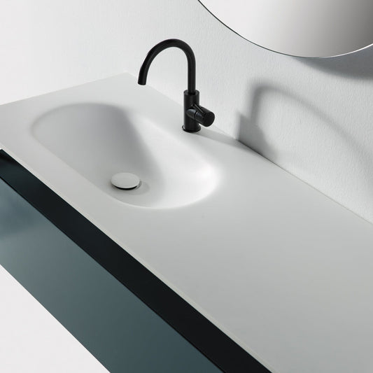 Eviva Modena 51" Wall Mounted Teal Bathroom Vanity with White Integrated Solid Surface Countertop