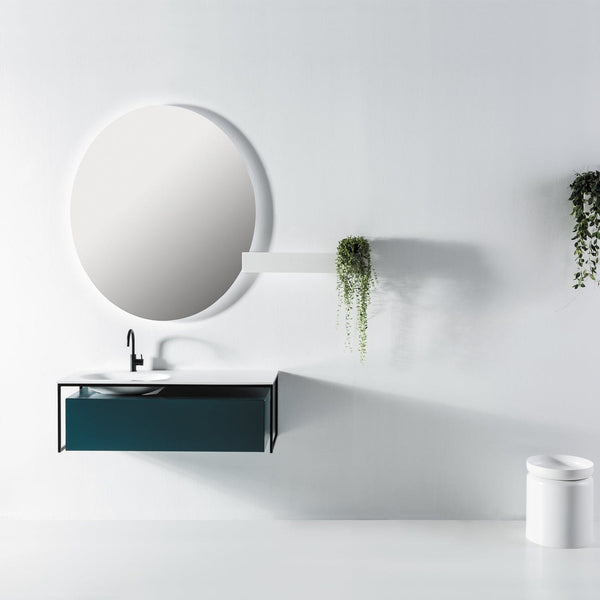 Eviva Modena 51 Wall Mounted Teal Bathroom Vanity with White Integrated Solid Surface Countertop