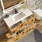 Eviva Mosaic 33" Wall Mounted Oak Bathroom Vanity with White Integrated Solid Surface Countertop