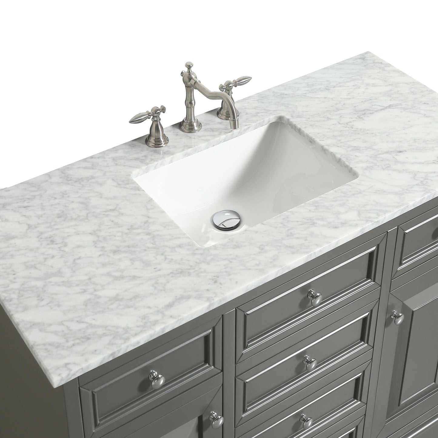 Eviva Monroe 42" Gray Transitional Bathroom Vanity with White Carrara Top