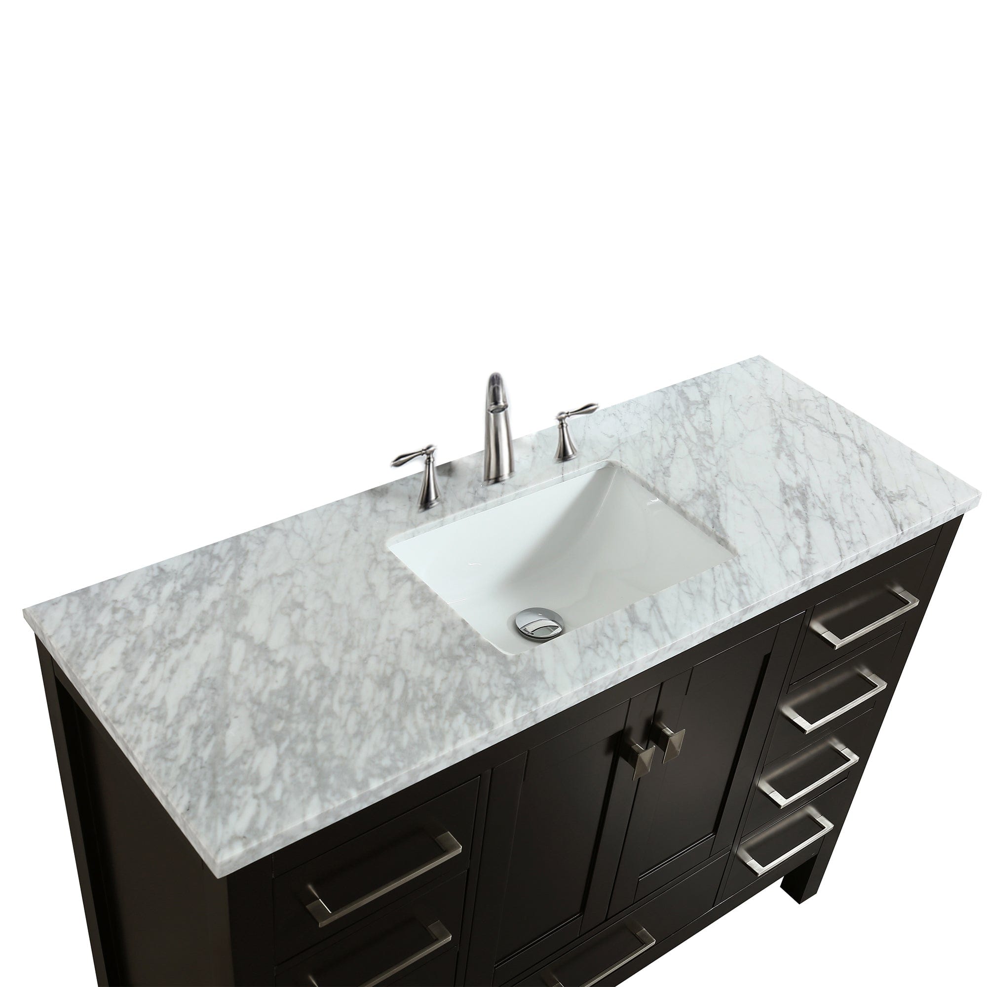 Eviva Aberdeen 42" Espresso Transitional Bathroom Vanity with White Carrara Top