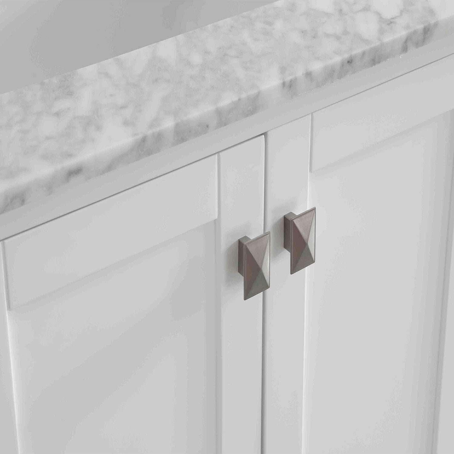 Eviva Aberdeen 78" White Transitional Double Sink Bathroom Vanity with White Carrara Top