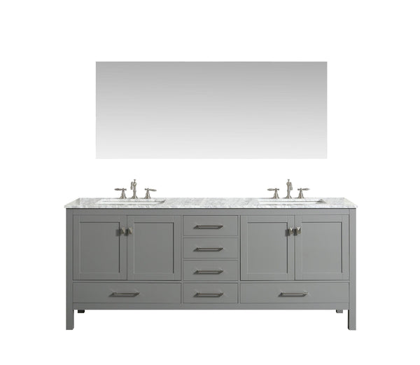 Eviva Aberdeen 84 Gray Transitional Double Sink Bathroom Vanity with White Carrara Top