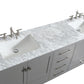 Eviva Aberdeen 84" Gray Transitional Double Sink Bathroom Vanity with White Carrara Top