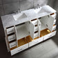 Eviva Storehouse 84" White Bathroom Vanity with White Carrara Top