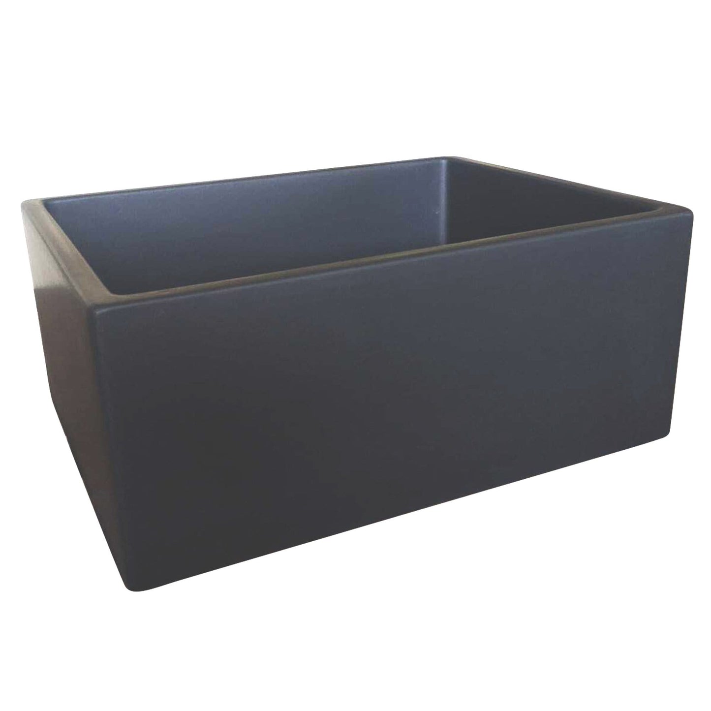 Nantucket 23" Fireclay Farmhouse with Matte Black Finish - FCFS2418S-MatteBlack kitchen sink side view