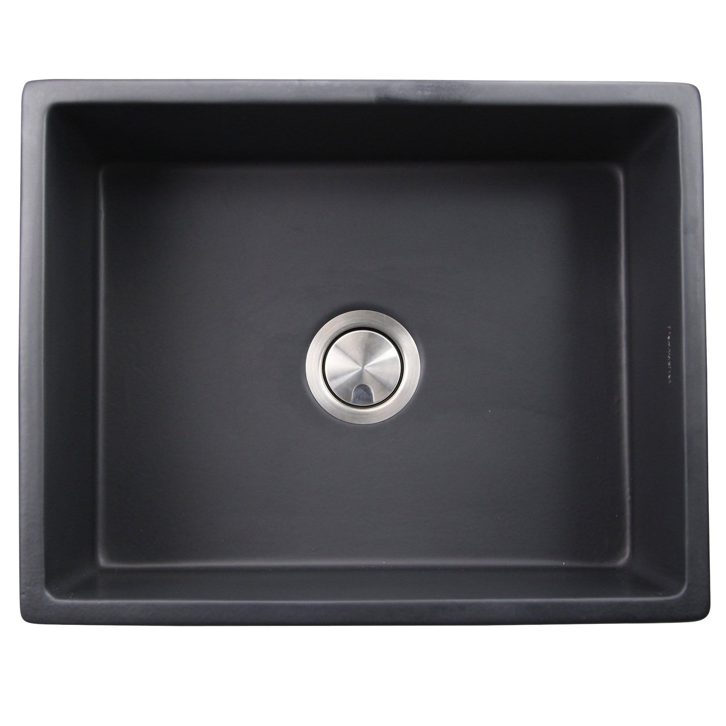 Nantucket 23" Fireclay Farmhouse with Matte Black Finish - FCFS2418S-MatteBlack kitchen sink top view.