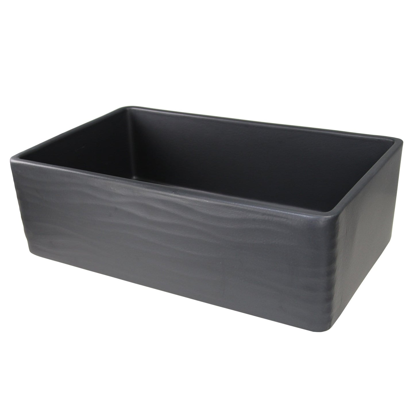 Nantucket 33" Fireclay Farmhouse with Waves Apron - FCFS3320S-MB-Waves in matte black finish