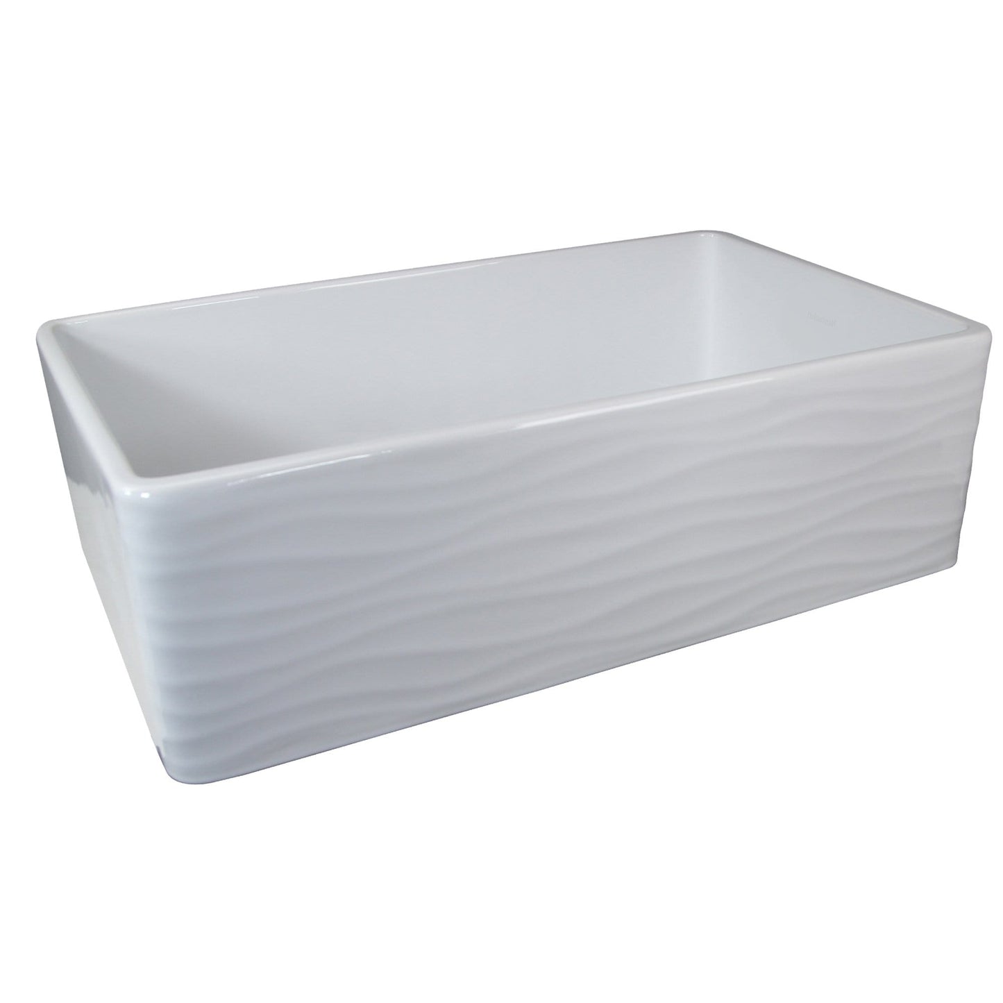 Nantucket 33" Fireclay Farmhouse with Waves - FCFS3320S-W-Waves front view