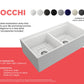 BOCCHI CONTEMPO 36" Step Rim Fireclay Farmhouse Double Bowl Kitchen Sink with Protective Bottom Grid and Strainer - Matte White