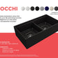 BOCCHI CONTEMPO 36" Step Rim Fireclay Farmhouse Double Bowl Kitchen Sink with Protective Bottom Grid and Strainer - Matte Black