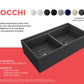BOCCHI CONTEMPO 36" Step Rim Fireclay Farmhouse Double Bowl Kitchen Sink with Protective Bottom Grid and Strainer - Matte Dark Gray