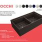 BOCCHI CONTEMPO 36" Step Rim Fireclay Farmhouse Double Bowl Kitchen Sink with Protective Bottom Grid and Strainer - Matte Brown