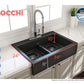 BOCCHI NUOVA Farmhouse Short Apron Front Fireclay 34" Double Bowl Kitchen Sink