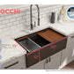 BOCCHI CONTEMPO 33" Step Rim With Integrated Work Station Fireclay Farmhouse Single Bowl Kitchen Sink with Accessories - Matte Brown