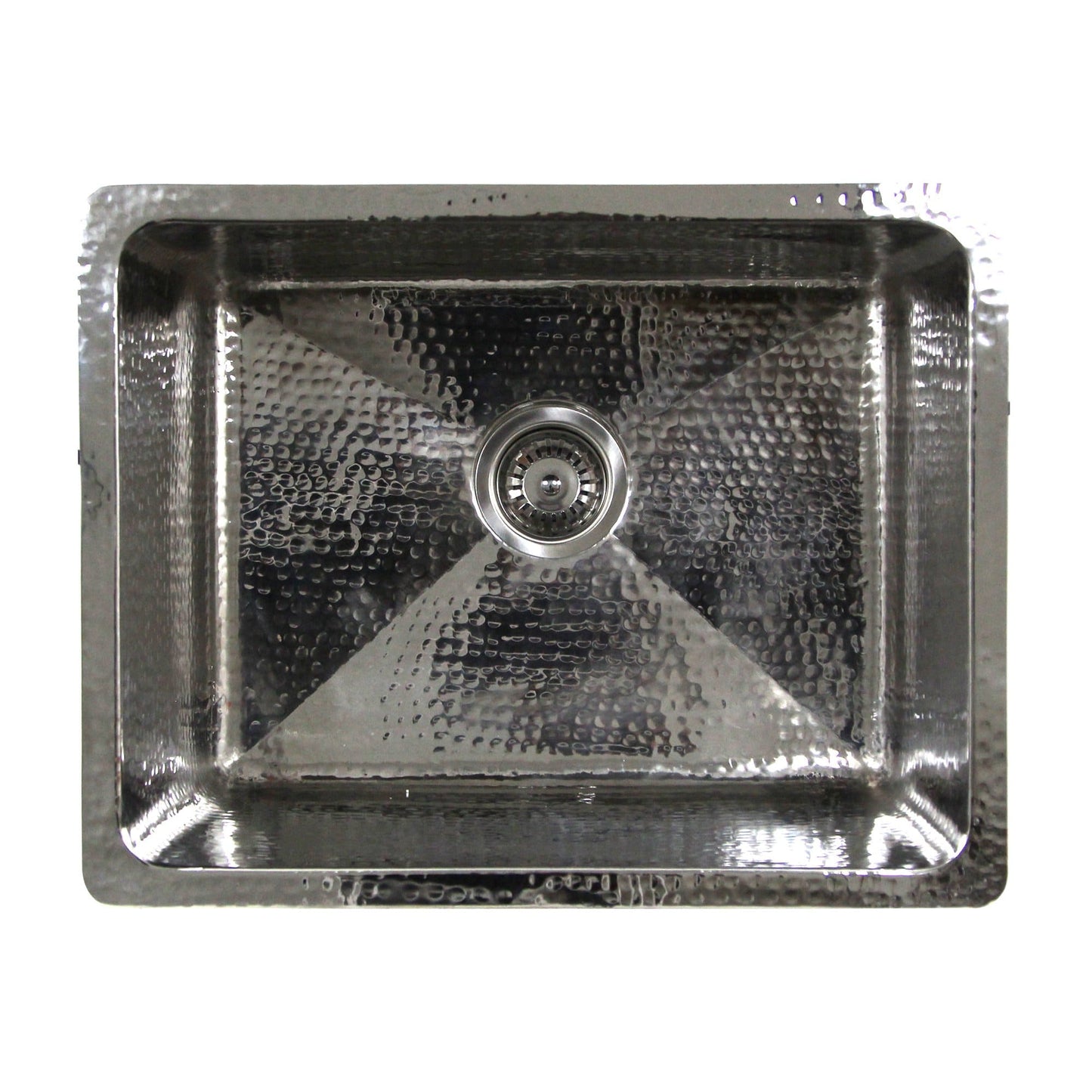 Nantucket 23" Hammered Stainless Steel Rectangle Kitchen/Laundry Sink - KSSH2318-12 top view of sink