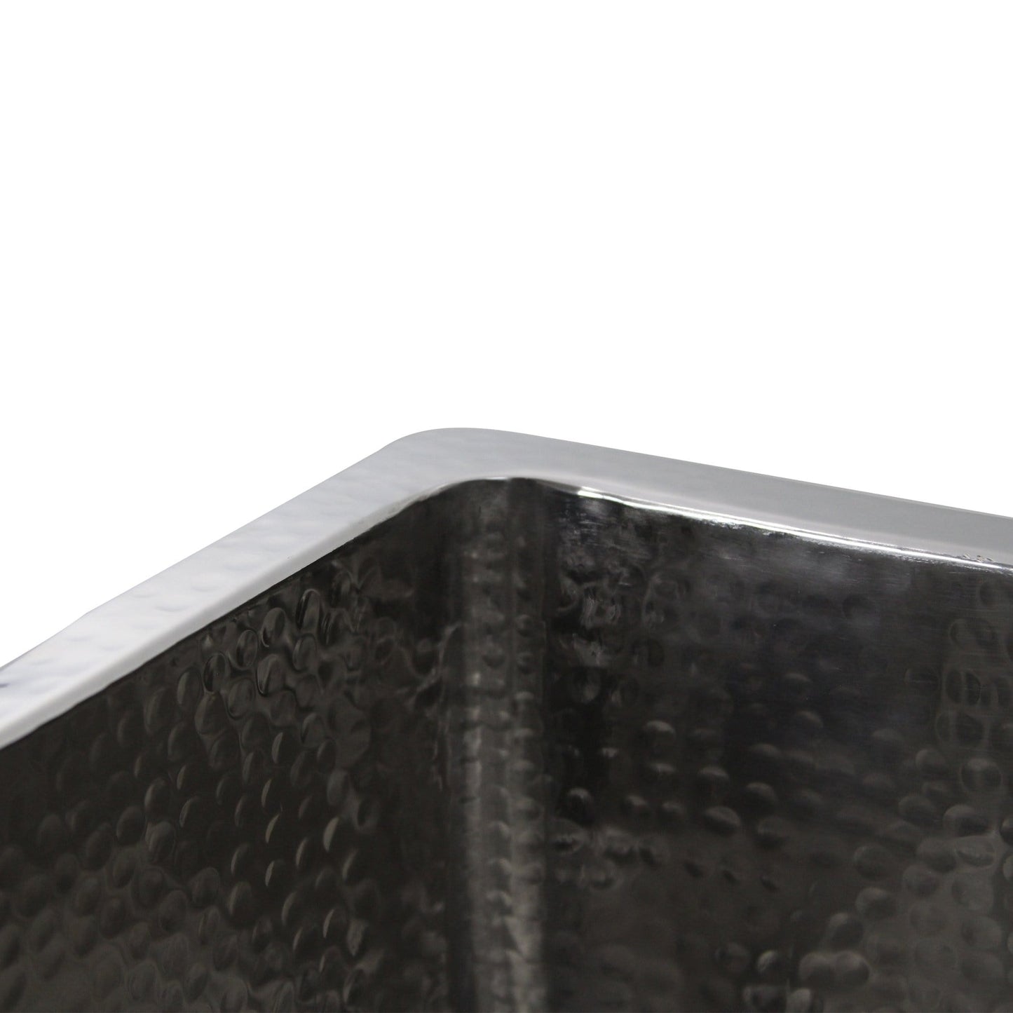 Nantucket 23" Hammered Stainless Steel Rectangle Kitchen/Laundry Sink - KSSH2318-12 corner detail