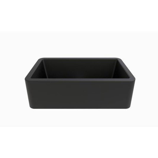 Front view of LaToscana Marmorin 33" Farmhouse Kitchen Sink in Black Metallic showcasing its sleek design.