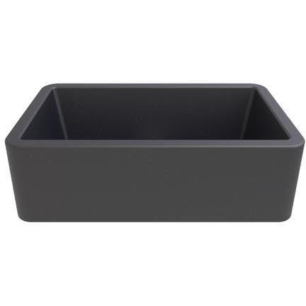 LaToscana Marmorin 33" Farmhouse Kitchen Sink in Titanium Grey Metallic, front view showcasing its sleek design.