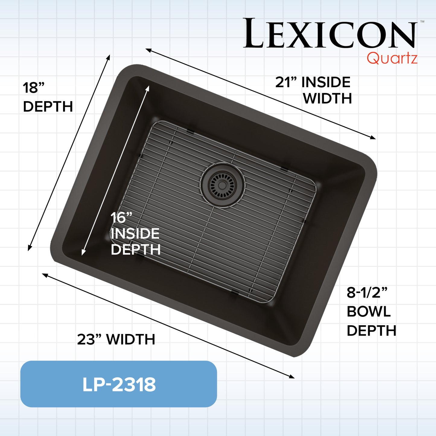 Lexicon Platinum 23" Quartz Composite Sink LP-2318
