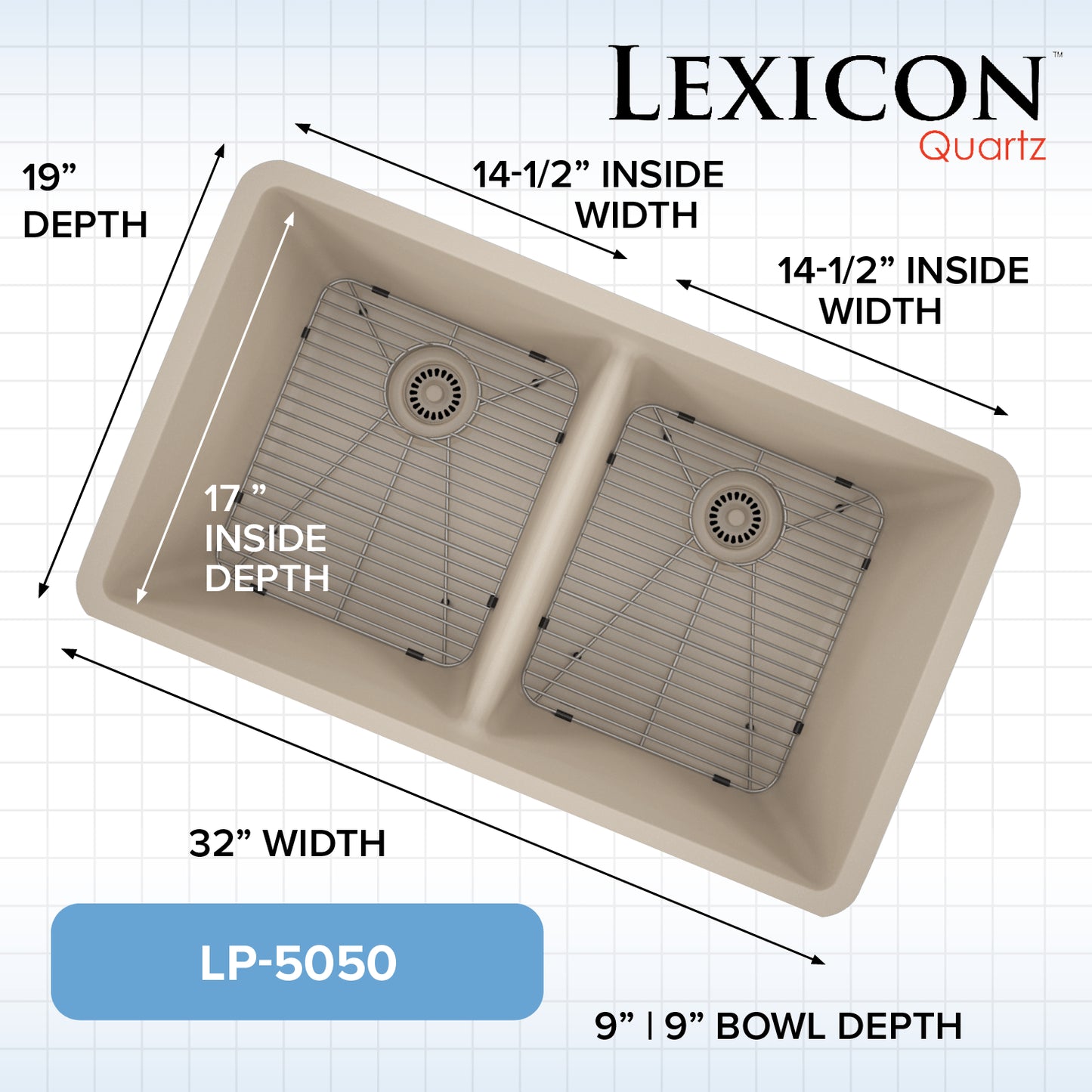 Lexicon Platinum 32" Quartz Composite Sink LP-5050