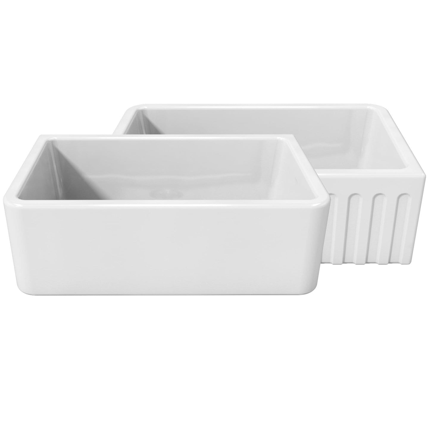 Latoscana 30" Reversible Fireclay Single Bowl Farmhouse Sink - LFS3018W front view showing white ceramic material.