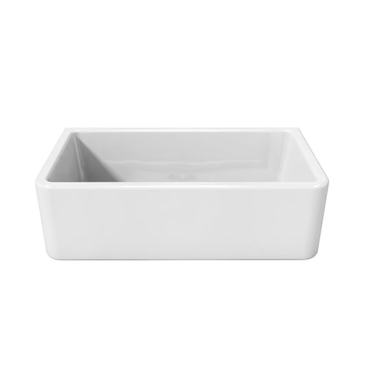 Latoscana 33" Reversible Fireclay Single Bowl Farmhouse Sink front view highlighting its elegant design.