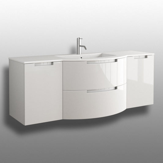 LATOSCANA OASI 57" Modern Wall Mounted Vanity Unit with Both Side Cabinets