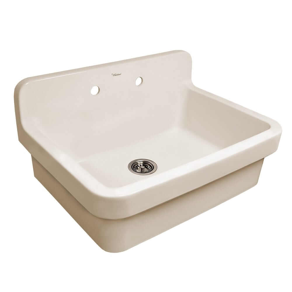 WHITEHAUS 30" Old Fashioned Country Fireclay Utility Sink with High Backsplash OFCH2230 white fireclay sink with backsplash