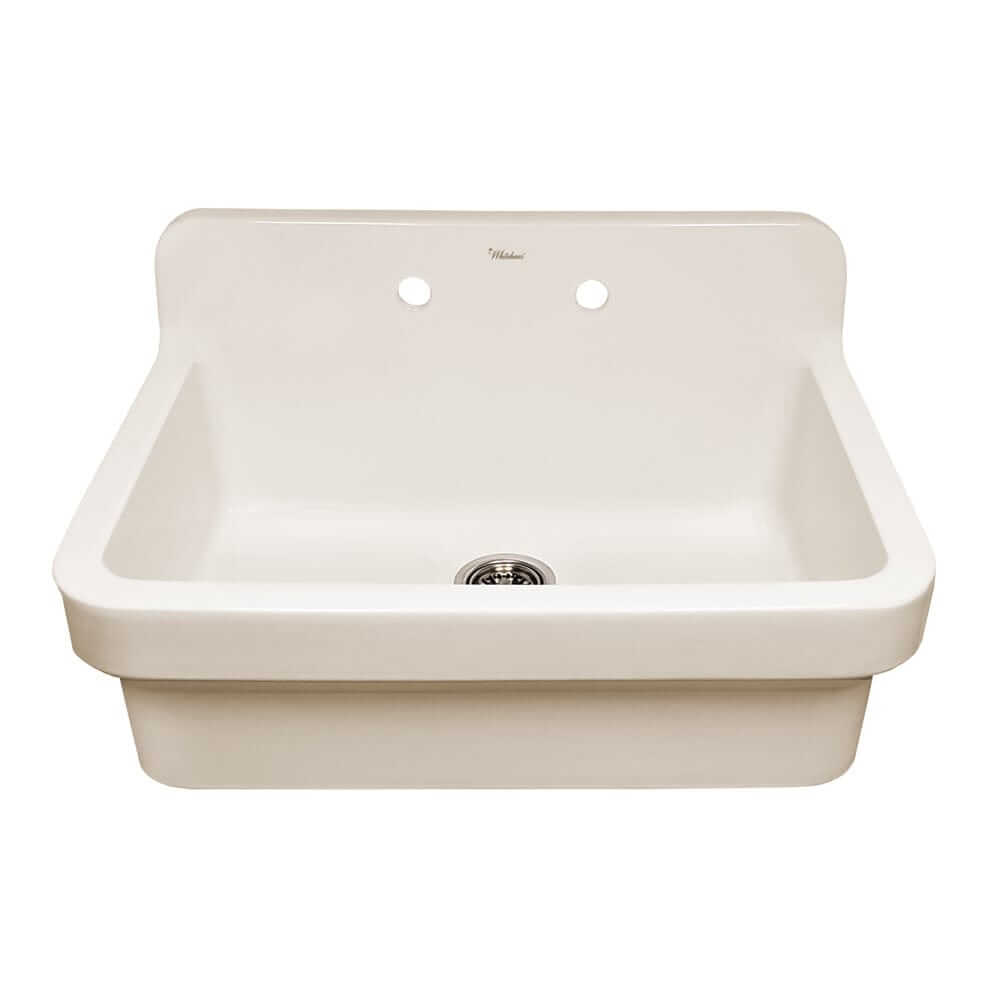 WHITEHAUS 30" Old Fashioned Country Fireclay Utility Sink with High Backsplash OFCH2230 in white finish
