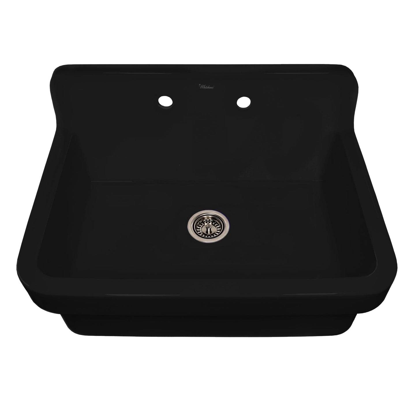 WHITEHAUS 30" Old Fashioned Country Fireclay Utility Sink with High Backsplash OFCH2230 in black finish
