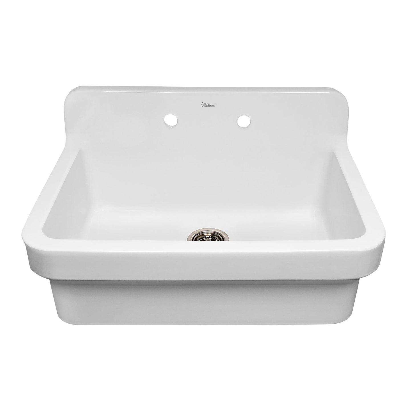 WHITEHAUS 30" Old Fashioned Country Fireclay Utility Sink with High Backsplash OFCH2230-WHITE