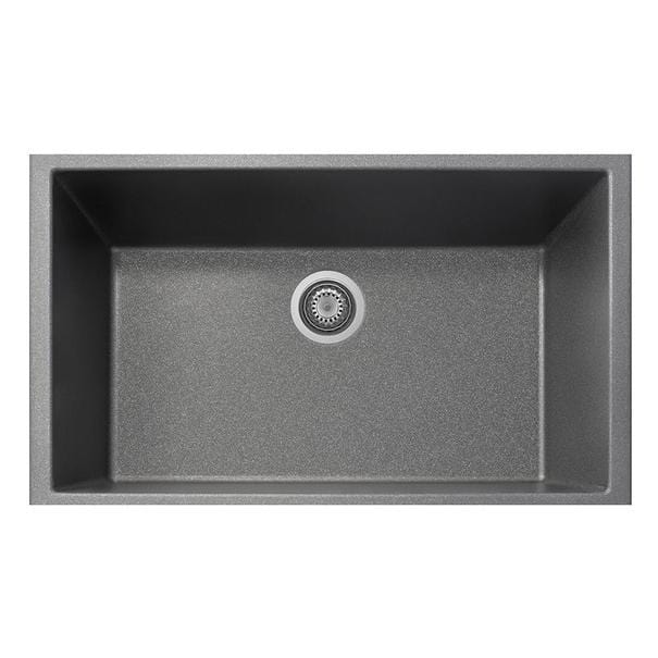 LaToscana One Series 33" Undermount Single Bowl Kitchen Sink front view in silver finish.