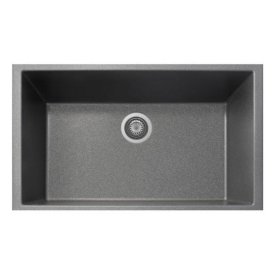 LaToscana One Series 33" Undermount Single Bowl Kitchen Sink front view in silver finish.