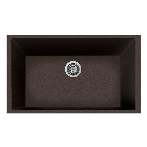 LaToscana One Series 33" Undermount Single Bowl Kitchen Sink in brown, top view showcasing its premium design and spacious interior.