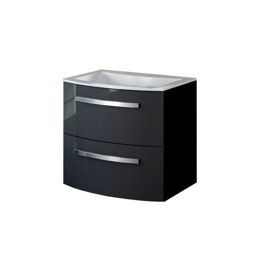 LATOSCANA PALIO 22" Wall Mounted Vanity Unit front view with sleek black finish and modern chrome handles.
