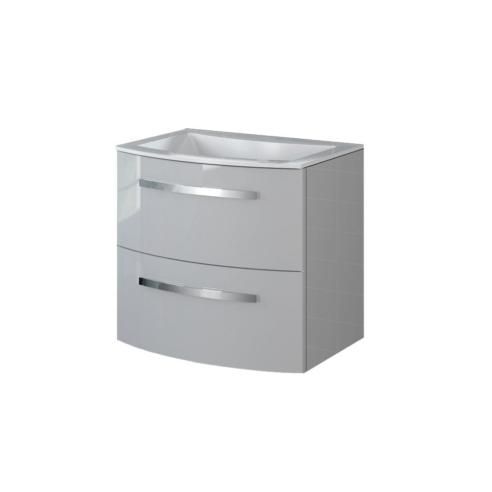 LATOSCANA PALIO 22" Wall Mounted Vanity Unit in grey, front view showcasing sleek design and storage drawers.