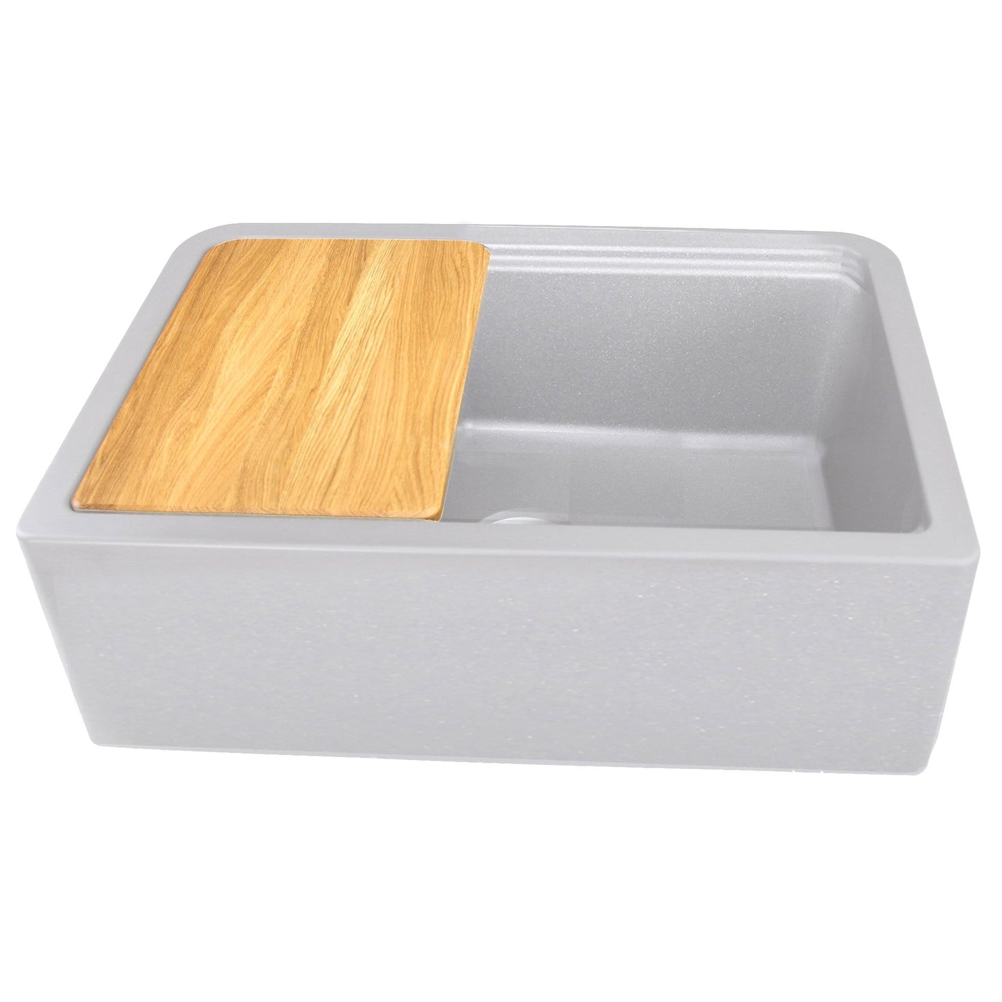 Nantucket 33" Reversible Workstation Granite Composite Apron Sink with Accessory Pack - PR3020-APS-G in gray with wood cutting board