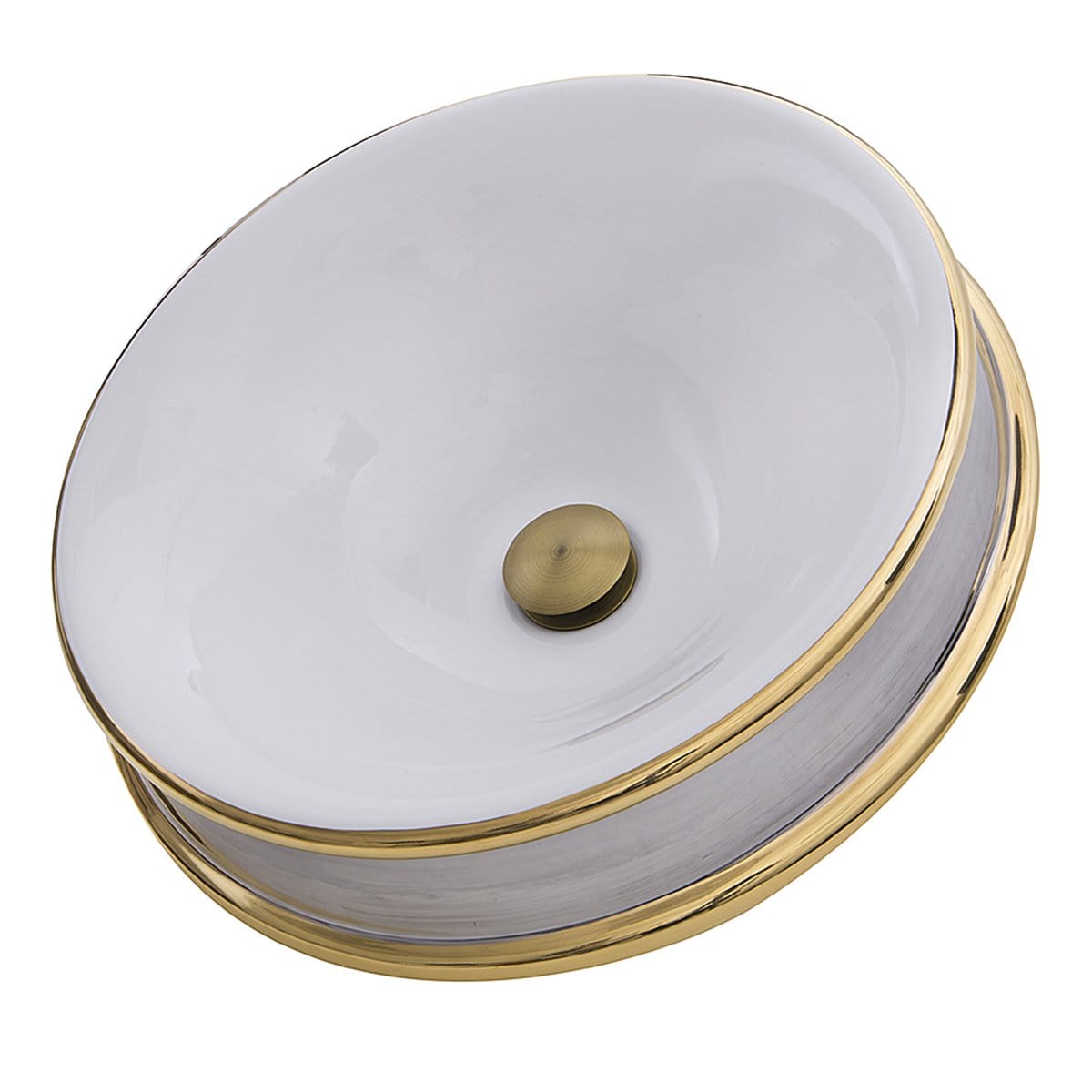 Nantucket St. Bart Fireclay Hand-decorated Vanity Sink - RC74040PG featuring a sleek design with premium gold accents.