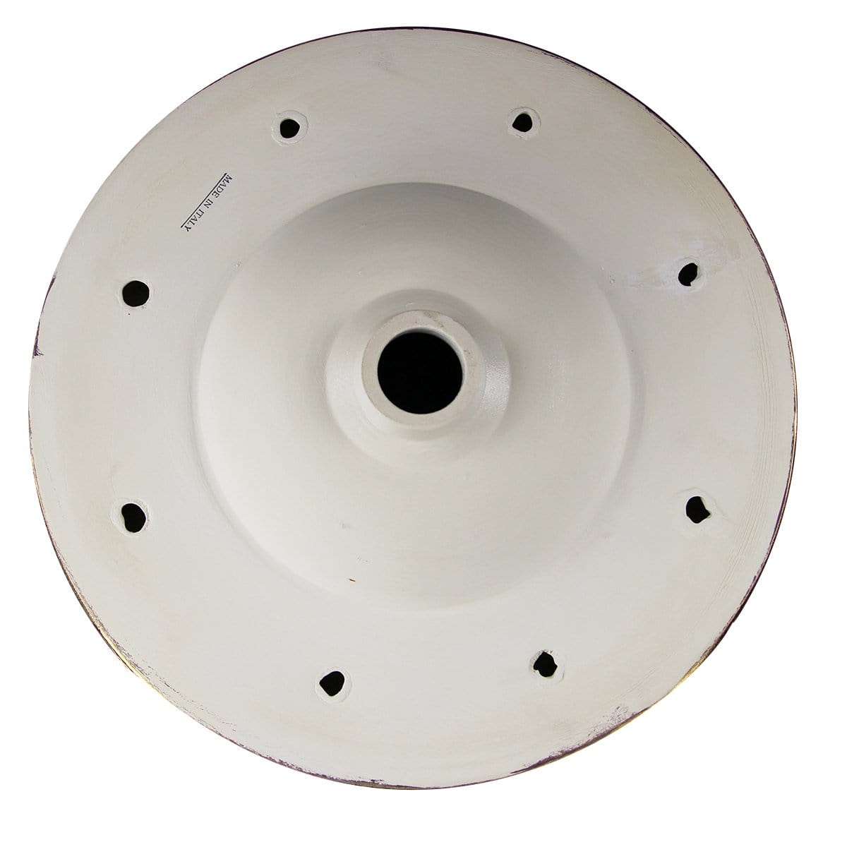 Nantucket St. Bart Fireclay Hand-decorated Vanity Sink - RC74040PG top view showing sink bowl design and mounting holes.