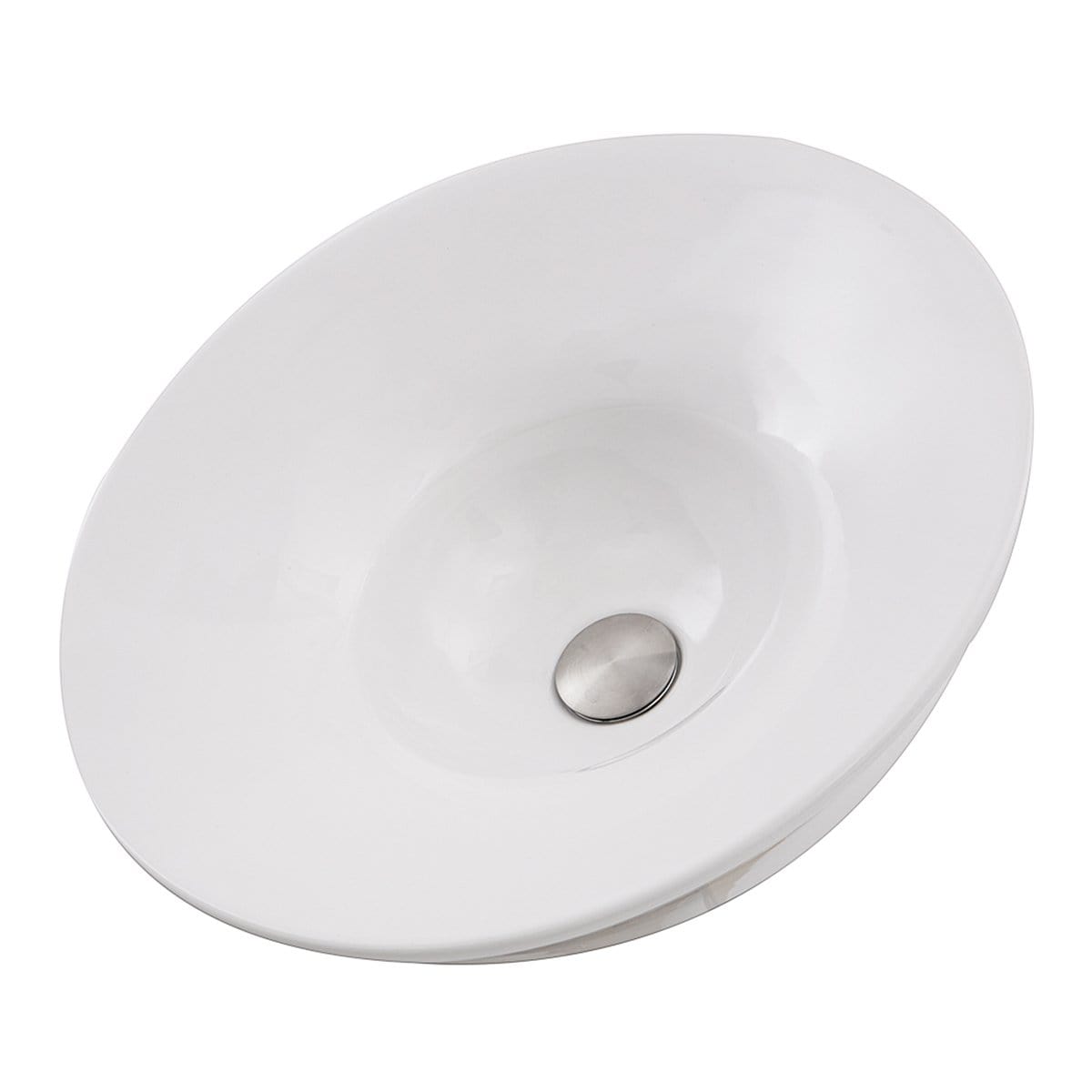 Nantucket Dinard Italian Fireclay Vanity Sink - RC77240W in pure white with sloping design and stainless steel drain