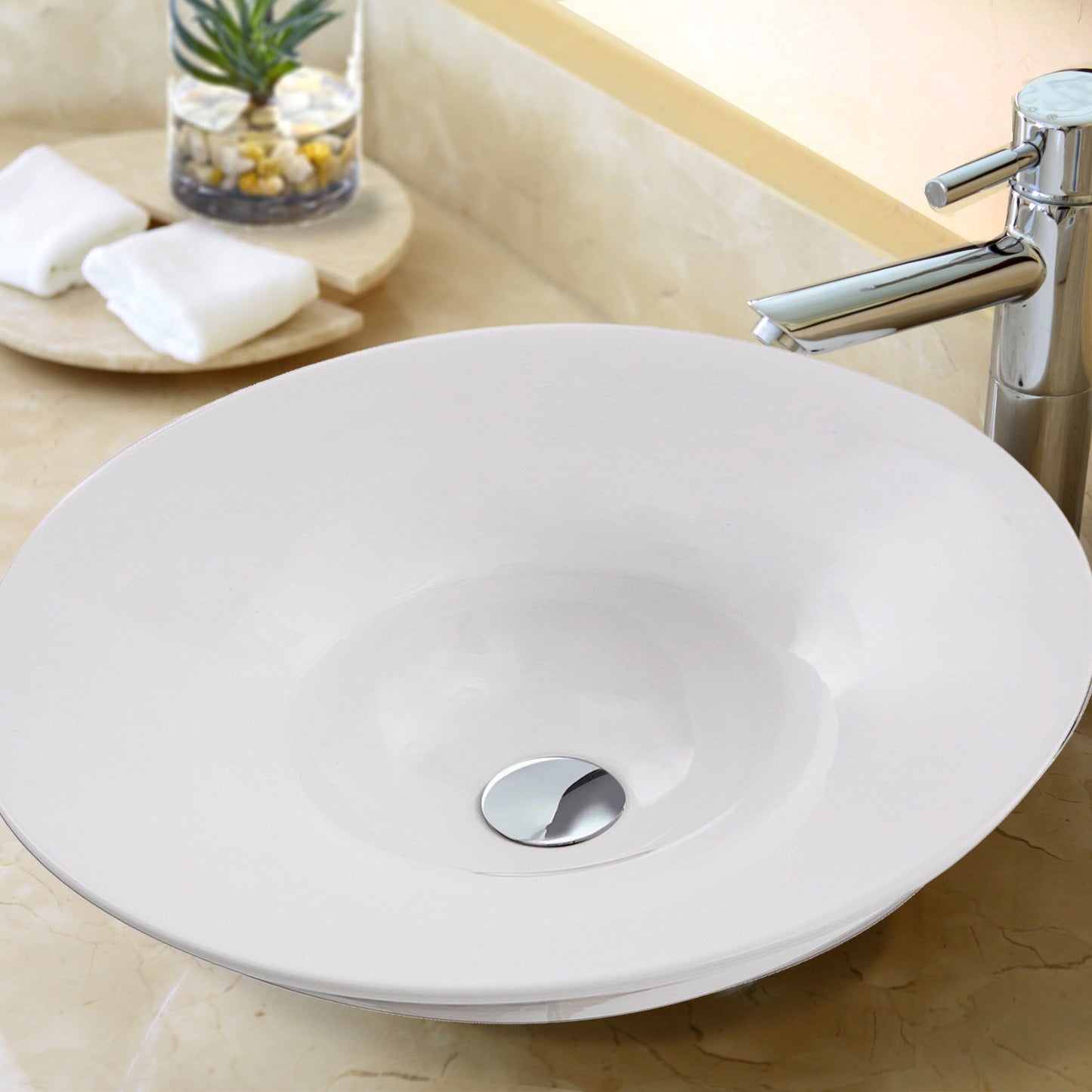 Nantucket Dinard Italian Fireclay Vanity Sink - RC77240W in elegant white design, enhancing bathroom aesthetics.