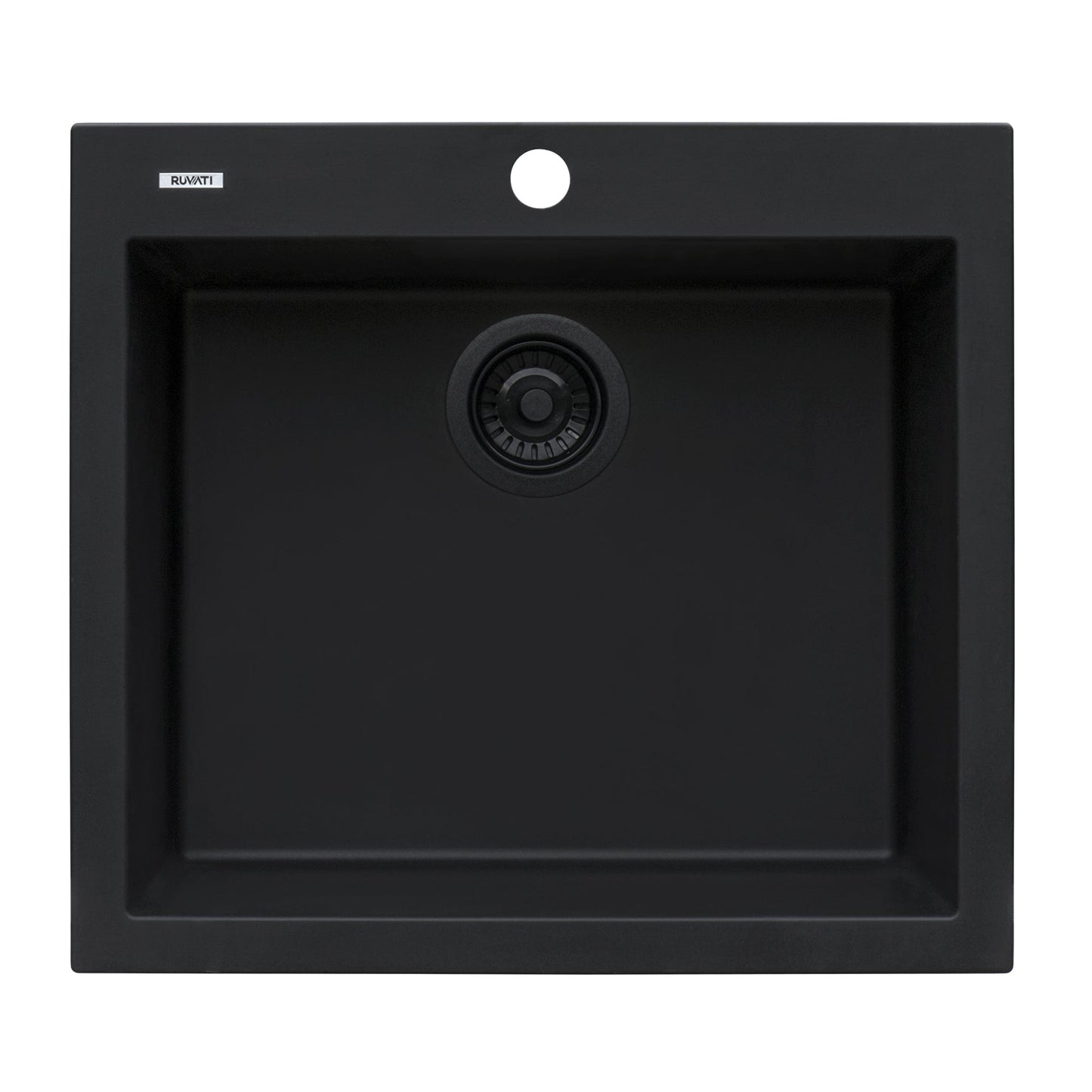 Ruvati epiGranite 22" Topmount Single Bowl Kitchen Sink RVG1022 in Midnight Black.