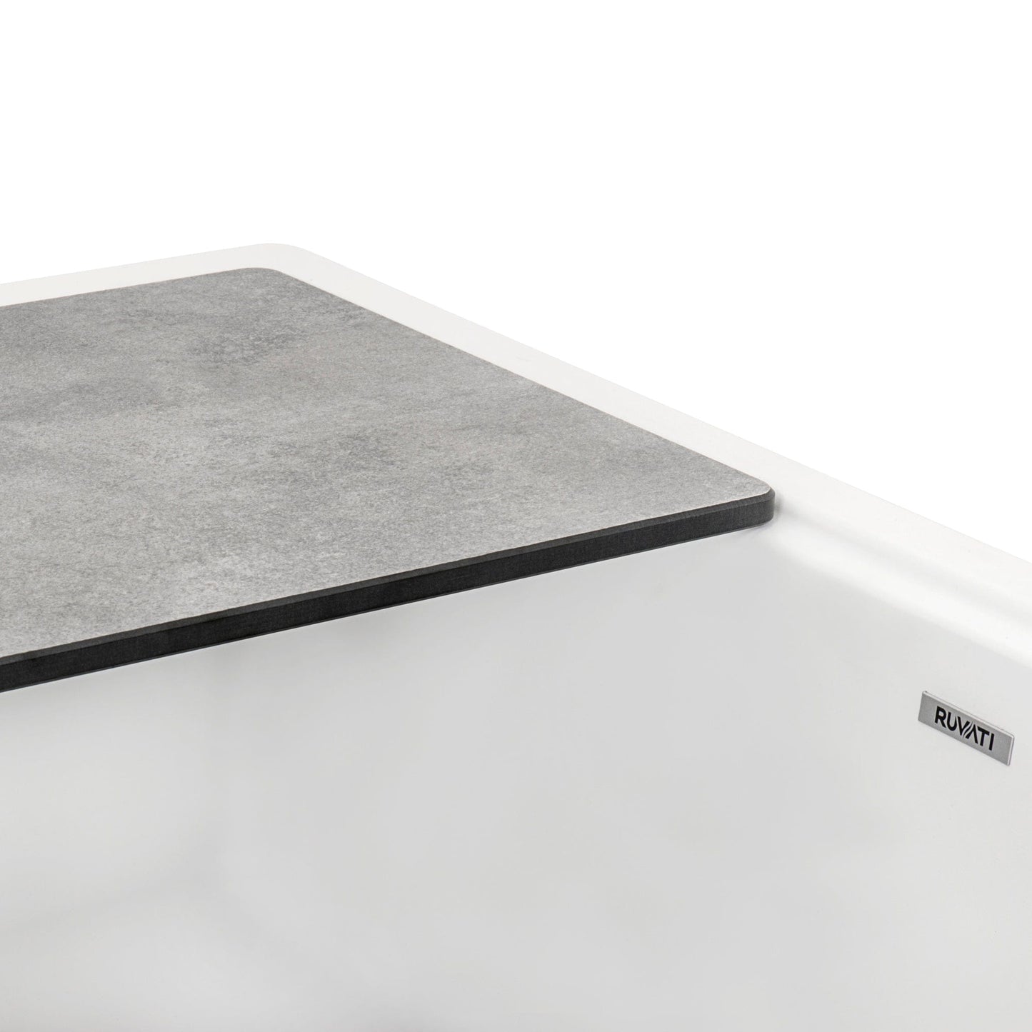 Ruvati epiCast 33" Workstation Composite Granite Kitchen Sink RVG1533WH with removable cutting board.
