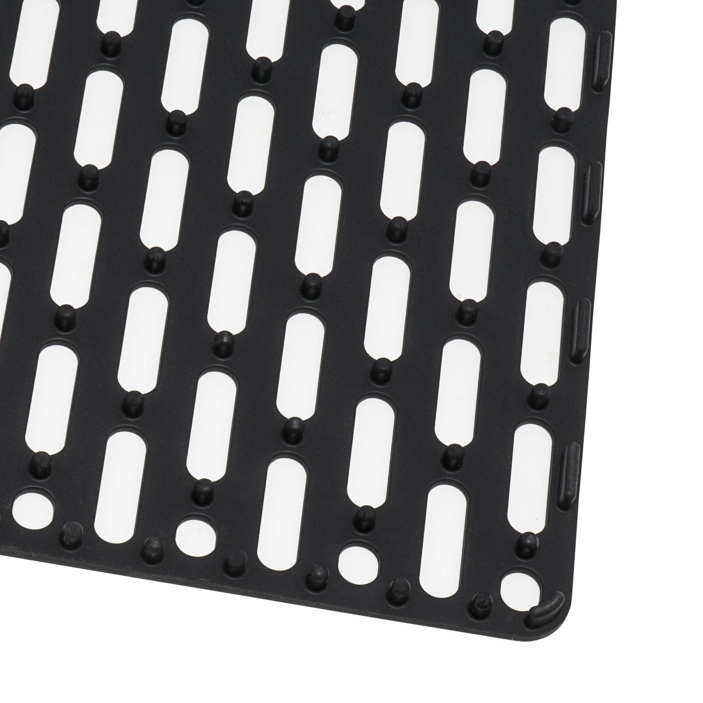 Ruvati epiStage 33" Workstation Granite Kitchen Sink RVG2302BK black sink mat with drainage holes for kitchen use.