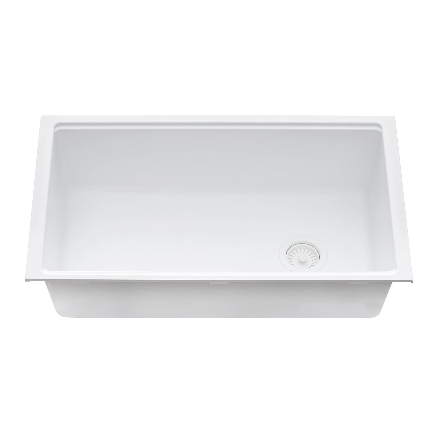 Ruvati epiStage 33" Workstation Granite Kitchen Sink RVG2302WH in pure arctic white granite composite.