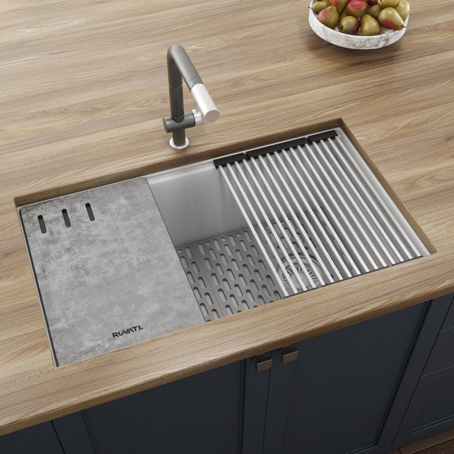 Ruvati epiStage 33" Workstation Granite Kitchen Sink RVG2302WH